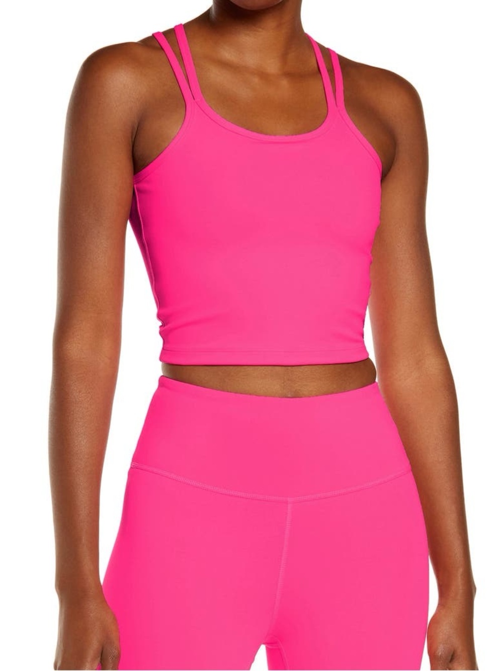 IVL Collective Pink Strappy Back Crop Active Tank